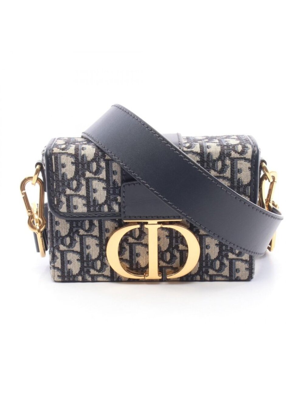 Dior Shoulder Bag 30 Montaigne Box Oblique Navy Ivory Canvas Leather 30